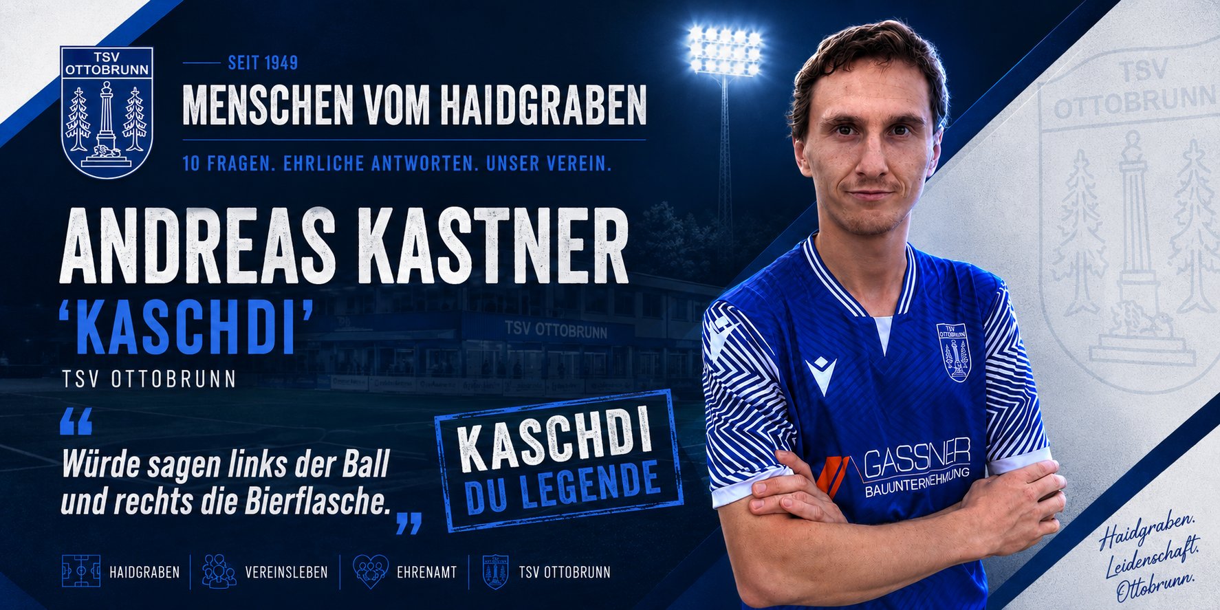 Interview-Banner „Menschen vom Haidgraben" mit Andreas Kastner, Betreuer & Legende „Kaschdi" · Herren