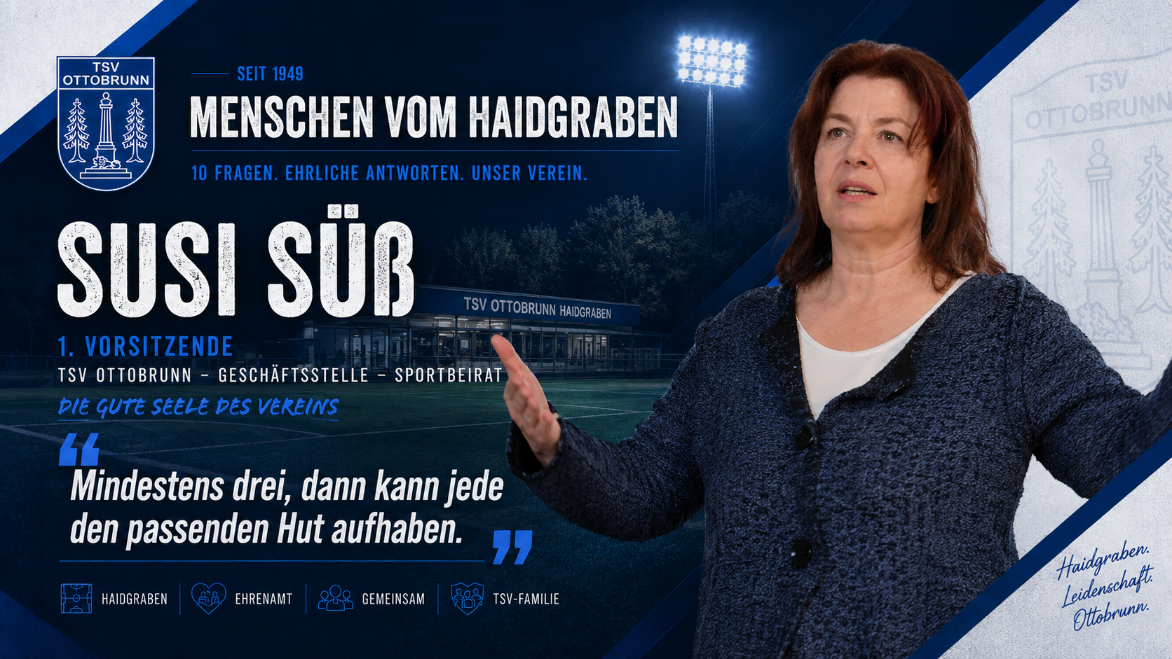 Interview-Banner „Menschen vom Haidgraben" mit Susi Süß, 1. Vorsitzende & Leiterin der Geschäftsstelle